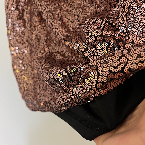 Lulu’s | Mood to Move Bronze Sequin Lace-Up Two-Piece Mini Skirt Matching Set - Picture 13 of 13